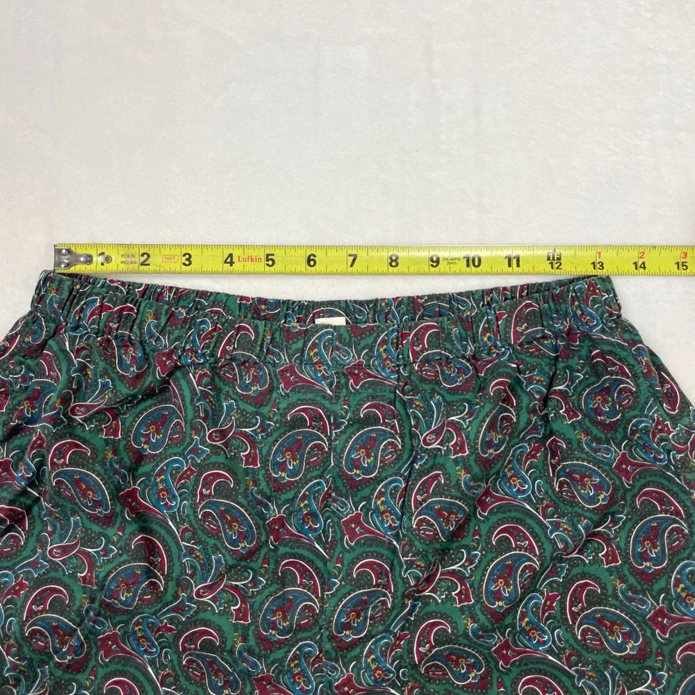 1 London Pajama Shorts Cotton Mens Medium Green Paisley Vintage Excellent